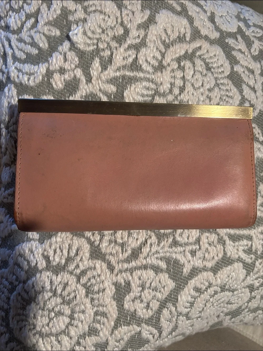 Patricia Nash Pink Floral Rose Print Clutch Wallet with Blue Accents